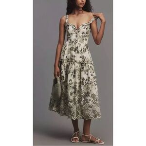 By Anthropologie Sleeveless Sweetheart A-Line Midi Dress